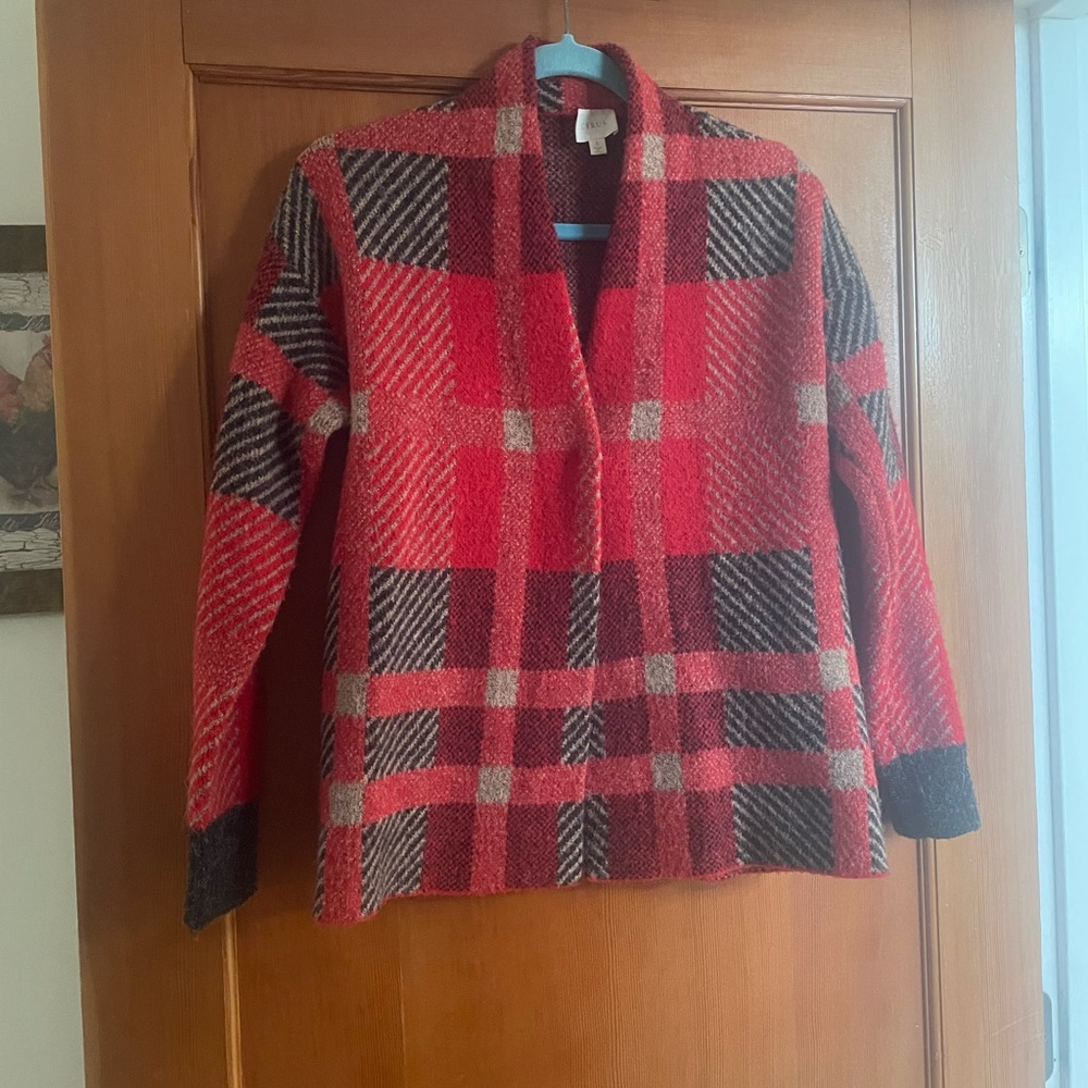 Cyrus Vibrant Red and Black Checkered Cardigan